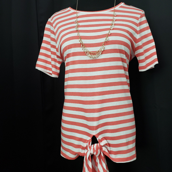 MICHAEL Michael Kors Tops - Michael Kors peach striped shirt with front tie